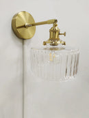 Nordic Glass Wall Lamp Rotatable Brass Sconce - Axyaa