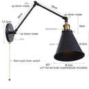 Axyaa Retro LED Swing Arm Bedside Wall Lamp