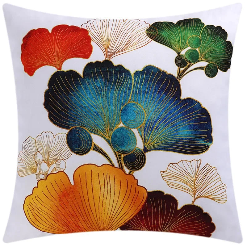 Yellow Grey Flower Pillowcase 45cm Double-Sided Print Cover for Home Decor by Axyaa
