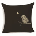 Axyaa Owl Linen Pillowcase: Office Car Sofa Living Room Decor 45x45cm