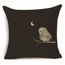 Axyaa Owl Linen Pillowcase: Office Car Sofa Living Room Decor 45x45cm