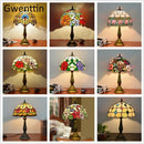Axyaa Stained Glass LED Table Lamp - Mediterranean Baroque Style Bedroom Light
