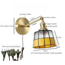 Axyaa Vintage Glass LED Tiffany Wall Lamp with Pull Chain Switch