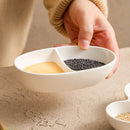 Axyaa Double-Grid Dipping Plate Set for Hot Pot BBQ, Creative Household Sauce & Vinegar Plate
