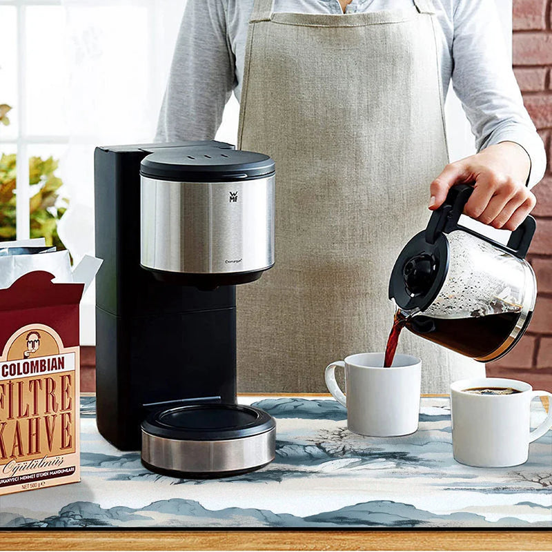Axyaa Natural Scenery Square Dry Mat - Anti-slip & Absorbent Coffee Tablewear and Dish Drainer