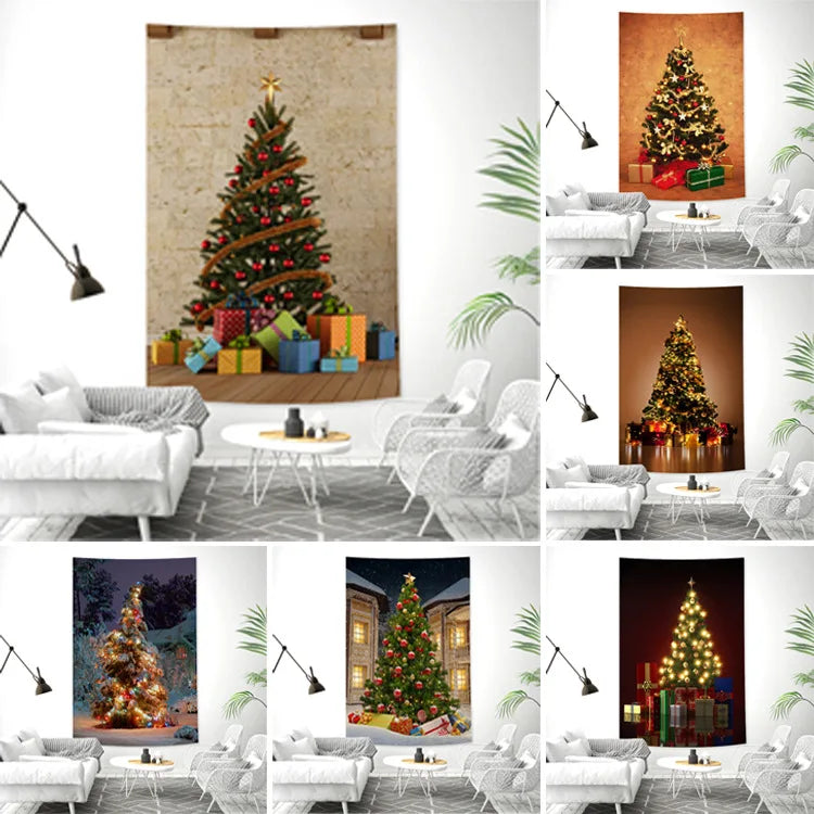Axyaa Christmas Tree Tapestry Wall Hanging Holiday Decoration
