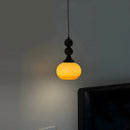 Axyaa Cream Glass Pendant Light with Adjustable Height Wood Wall Mount