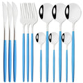 Axyaa 12-Piece Black Gold Stainless Steel Cutlery Set for Parties and Kitchens