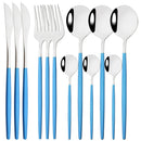 Axyaa 12-Piece Black Gold Stainless Steel Cutlery Set for Parties and Kitchens