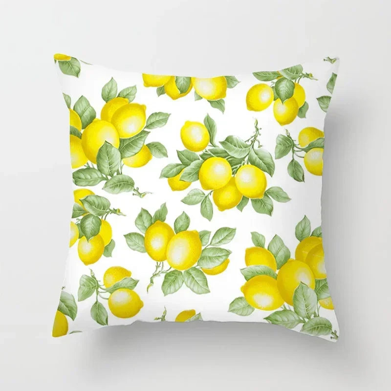 Lemon Pattern Summer Cushion Cover for Sofa Decor by Axyaa