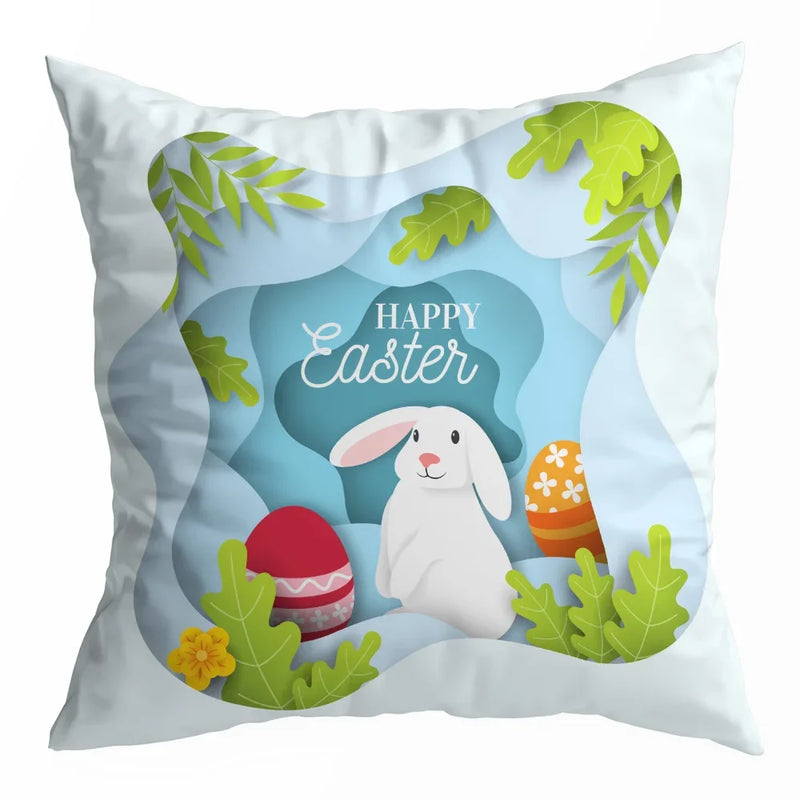 Spring Peach Rabbit Cushion Cover 45x45cm for Sofa Decor, Car, Bedside - Axyaa