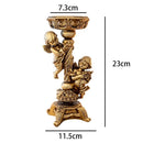 Axyaa Gold Fern Pattern Resin Candlestick Sculpture - Vintage European French Design