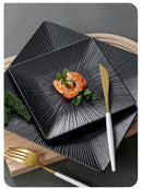 Axyaa High-Quality Black Melamine Square Snack Plate for Home Dining