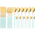 Axyaa 24pcs Stainless Steel Cutlery Set Fork Teaspoon Knife Silverware Flatware