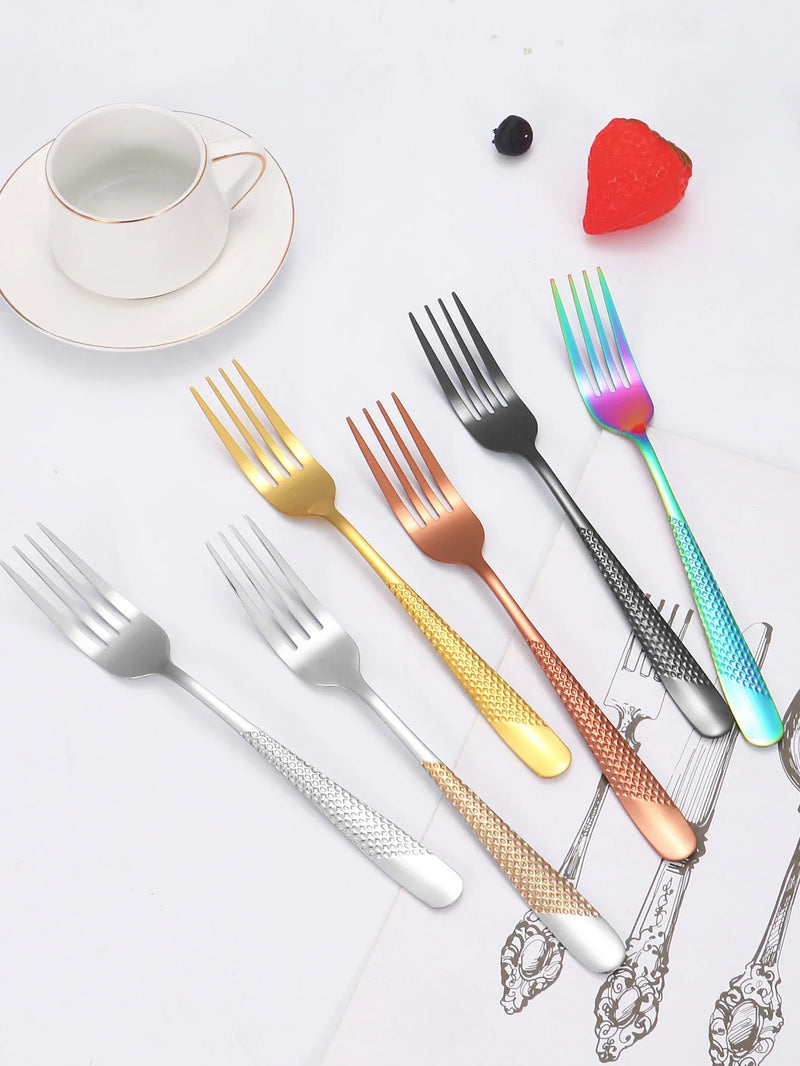 Axyaa 24pc Stainless Steel Tableware Set in Star Color Box - Family Pack