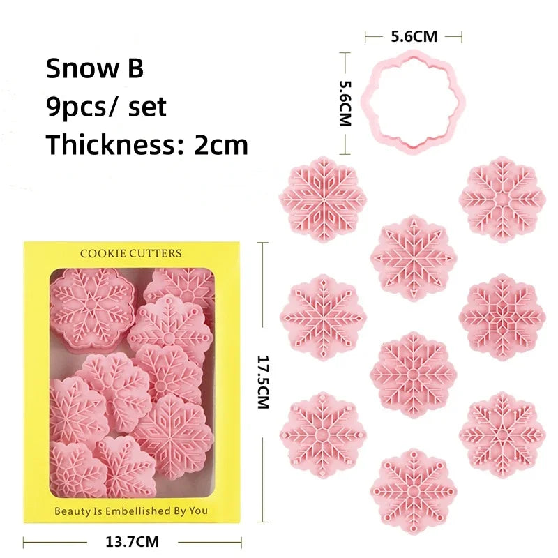 Axyaa Snowflake Cookie Cutter Set - 9Pcs Christmas Baking Tools & Pastry Molds