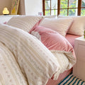 Axyaa Floral Print Reversible Cotton & Flannel Duvet Cover - Single to King Sizes