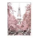 Axyaa Pink Reed Flower Tower Canvas Wall Art for Living Room Home Decor