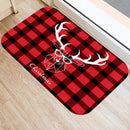 Axyaa Red Plaid Print Door Mat: Non-Slip Home Kitchen Bathroom Carpet