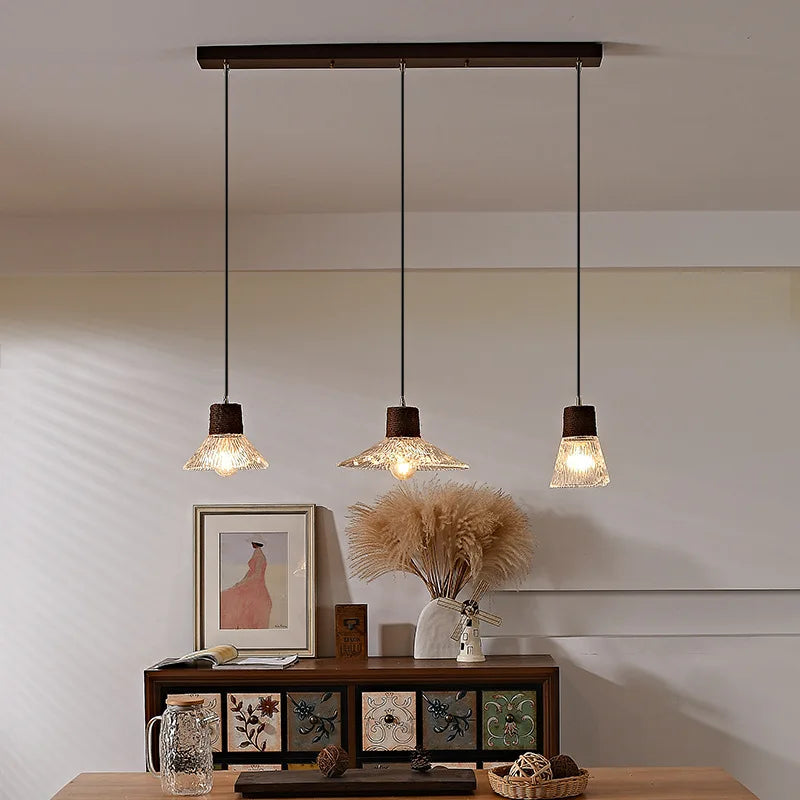 Axyaa Clear Glass LED Pendant Light Chandelier - Home Decor Hanging Lamp