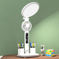 Axyaa LED Desk Lamp with Fan and USB Charge, Dimmable Foldable Table Light