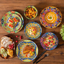 Axyaa New Bohemian Ceramic Dinnerware Set - 12/24 Piece Porcelain Plates & Bowls
