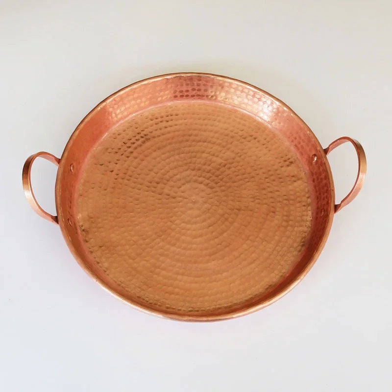 Axya Copper Wedding Plate with Ears for Seafood Dinner & Hotpot Tray