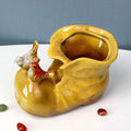 Axyaa Small Ceramic Boot Flower Vase Pen Holder Succulent Planter Desktop Storage