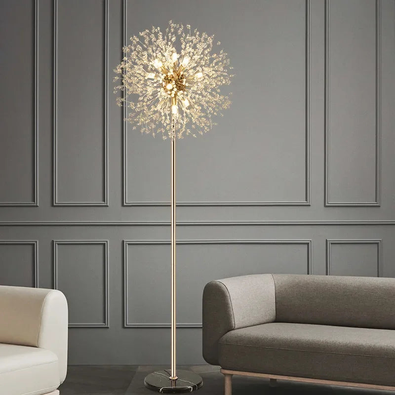 Axyaa Crystal Dandelion Floor Lamp - Nordic Wind Design for Bedroom and Living Room