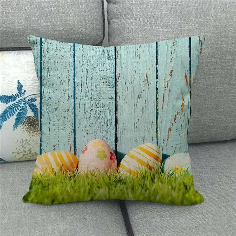 Easter Bunny Eggs Printed Pillow Covers 45x45cm - Axyaa Easter Decorations