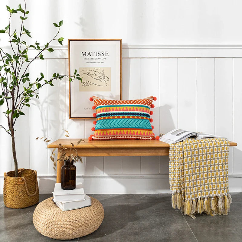Axyaa Bohemian Embroidered Cushion Covers for Home Decoration
