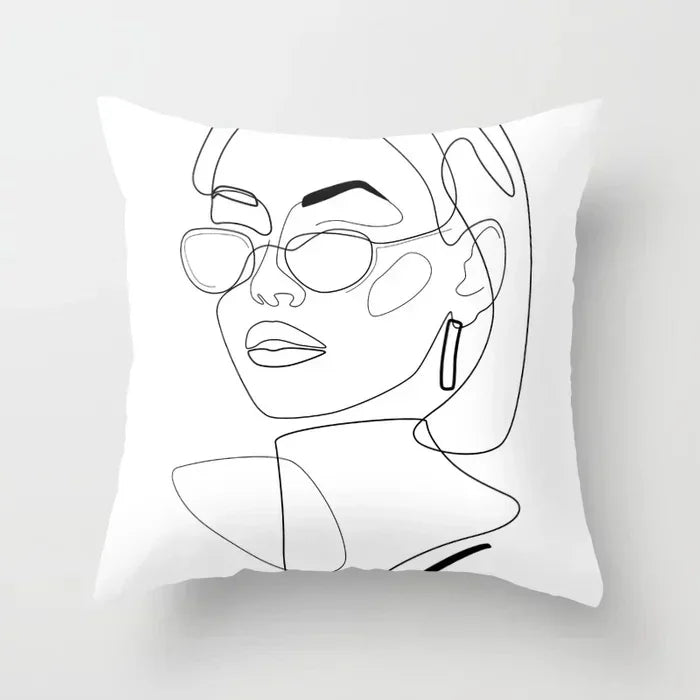 Axyaa Abstract Art Couple Portrait Pillow Cover 45X45CM
