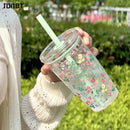 Axyaa Tritan Tumbler Cup with Straw & Lid Transparent Plastic for Cold Beverages