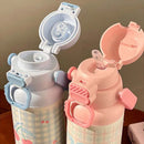 Axyaa Bow Thermo Water Bottle: Cute Design, Portable Handle, Double Drinking, Thermal Bottle