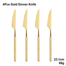 Axyaa Gold Cutlery Set Stainless Steel 304 Tableware Knife Fork Spoon Dinner Set