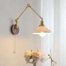 Axyaa LED Wall Light Fixture Modern Style Walnut Copper Bedroom Living Room Bedside Lamp
