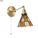 Axyaa Vintage Glass LED Tiffany Wall Lamp with Pull Chain Switch