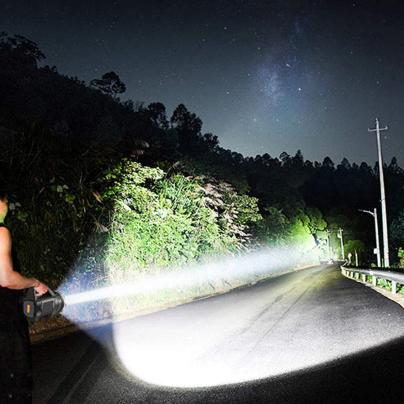 Axya Portable LED Searchlight Flashlight – USB Rechargeable, Powerful Handheld Work Light