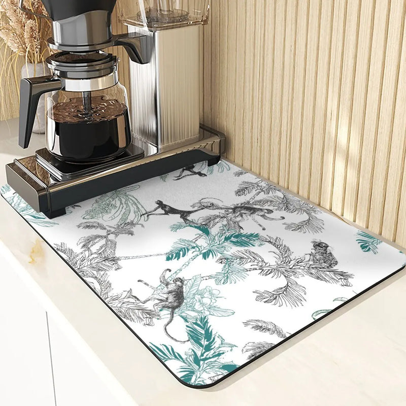 Axyaa Plant Pattern Drying Mat: Kitchen & Table Essential
