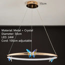 Axyaa Colorful Crystal Butterfly LED Ceiling Lamp Chandelier for Home & Restaurant
