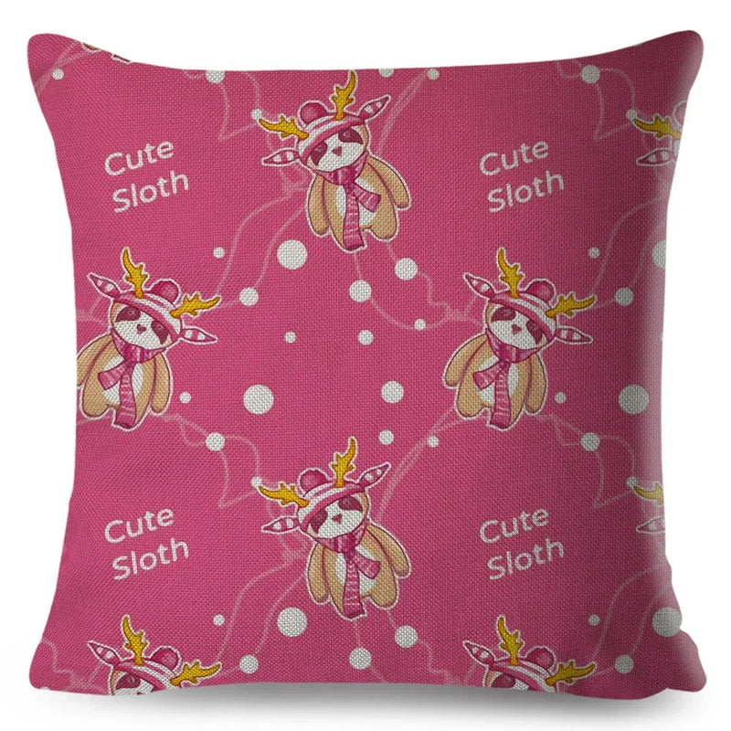 Axyaa Cat Cushion Cover: Decorative Linen Pillow for Home, Sofa, Children's Room
