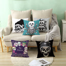 Axyaa Black Grey Skull Face Pillowcase for Halloween Living Room Decor