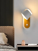 Axyaa Modern Wood Grain Rotating Wall Light for Bedroom, Hotel, and Study