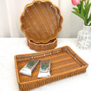 Axyaa Rattan Wicker Serving Baskets - 10 Styles for Bread, Fruit, Vegetables Basket in Khaki