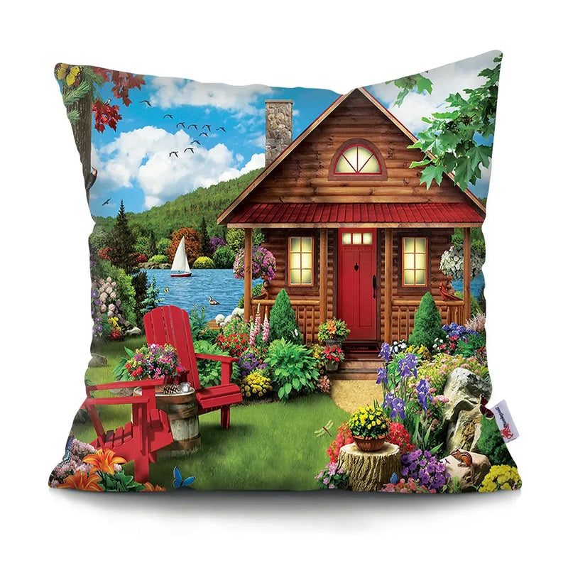 Axyaa Rustic Landscape Print Pillowcase