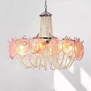 Axyaa Pink Glass Pearl Chandelier - Murano Style Vintage Living Room Light