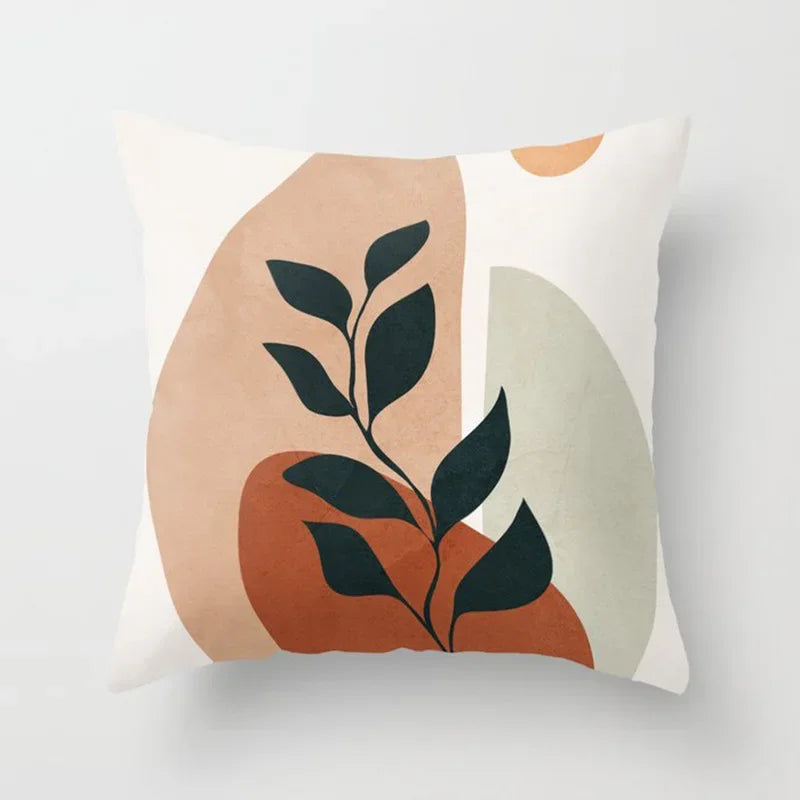 Modern Abstract Plant Leaf Geometric Cushion Cover for Home, Office, Sofa - Axyaa Brand