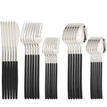 Axyaa Stainless Steel Black Cutlery Set 30Pcs Western Kitchen Silverware