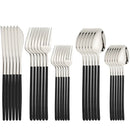 Axyaa Stainless Steel Black Cutlery Set 30Pcs Western Kitchen Silverware