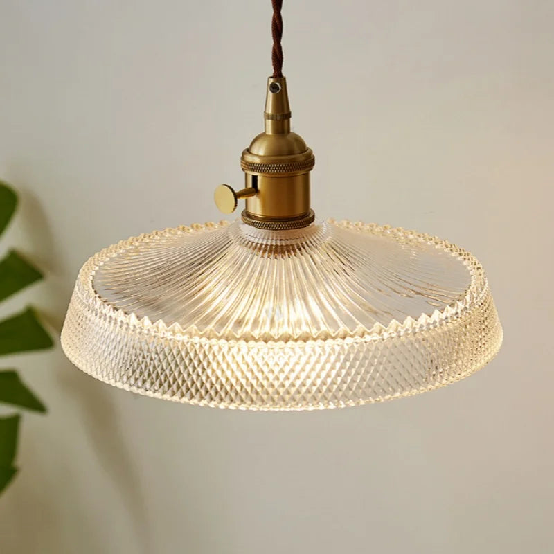 Axyaa Modern Copper Pendant Light Glass Chandelier for Living Dining Bar Kitchen